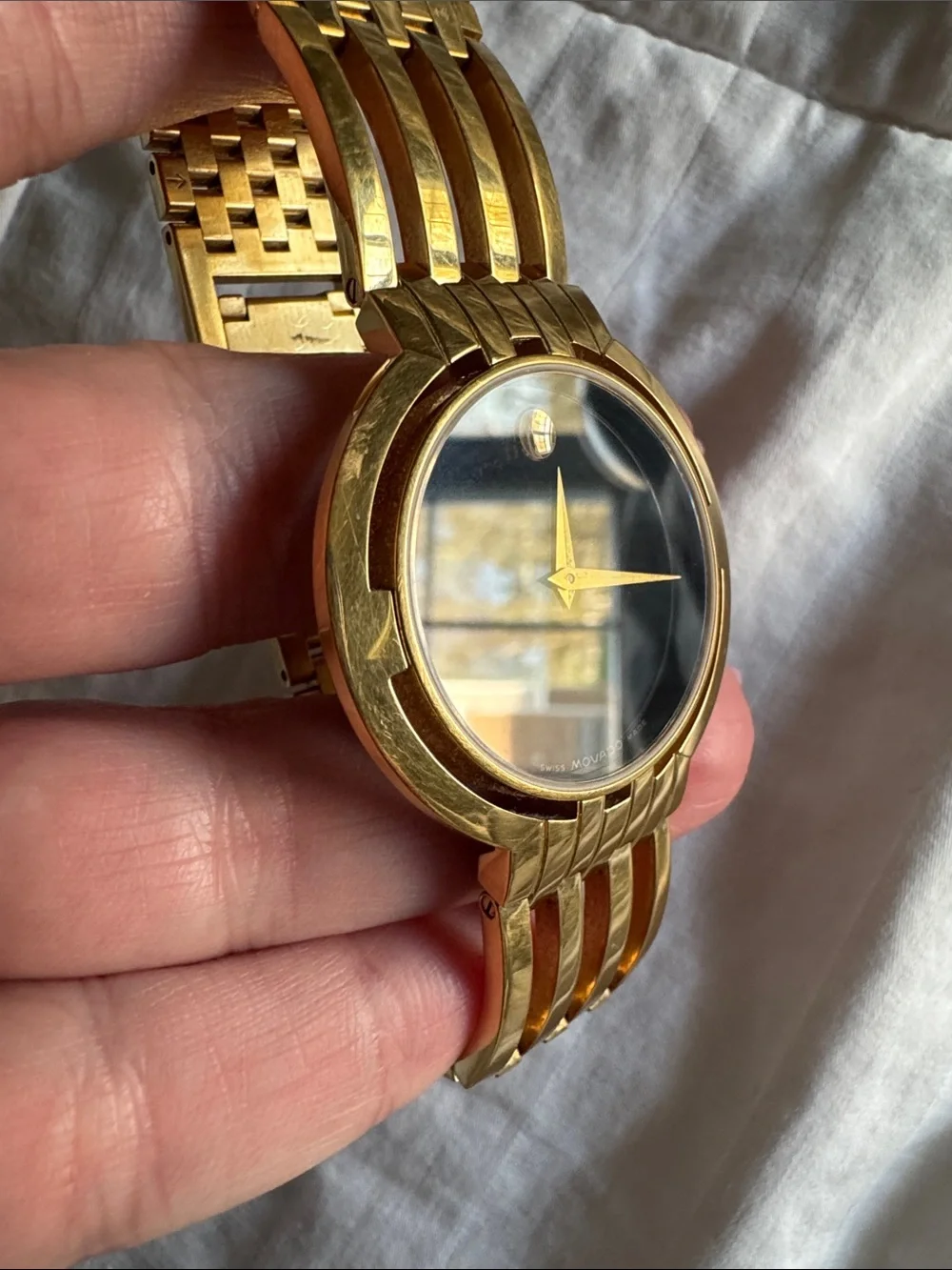 Gold Men's Movado Watch with Black face - Picture 5 of 7
